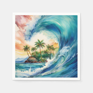 Serviette En Papier Kai Aloha Motu Aquarelle Vague