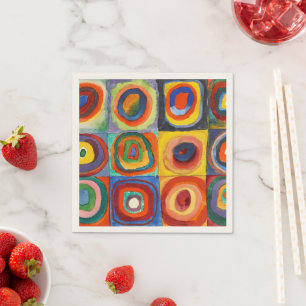 Serviette En Papier Kandinsky - Carrés aux cercles concentrés
