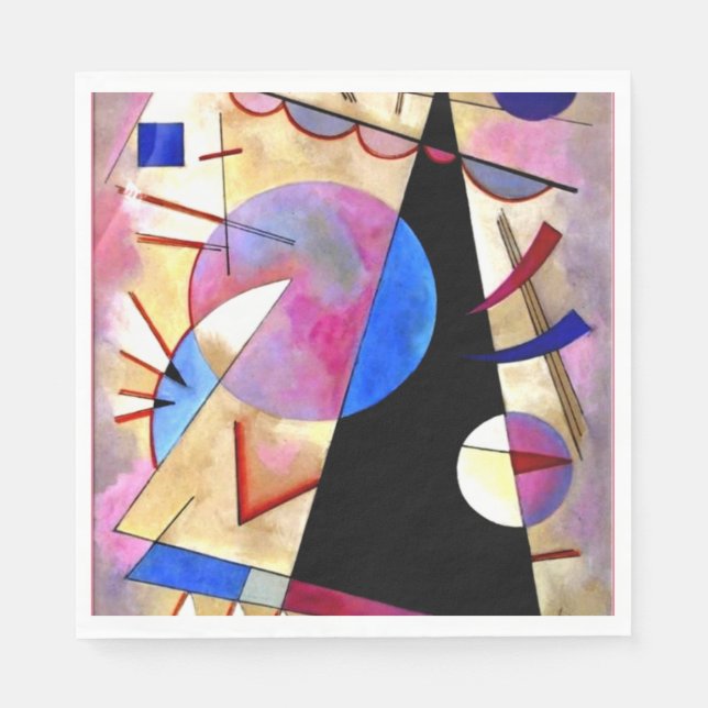 Serviette En Papier Kandinsky - Cubisme Abstrait avec rose et blues (Devant)