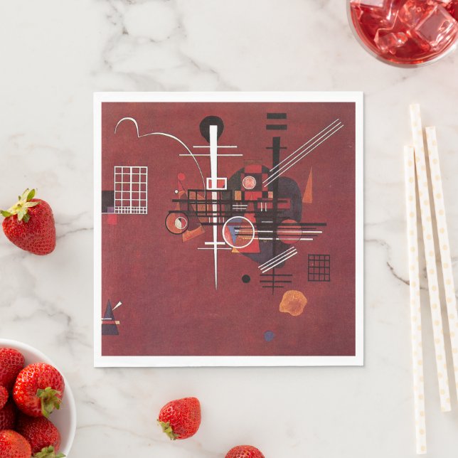 Serviette En Papier Kandinsky - Rouge mouillé (En situation)