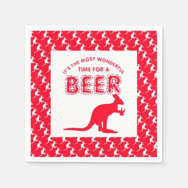 Serviette En Papier Kangaroo Beer, fête de Noël australienne (Devant)