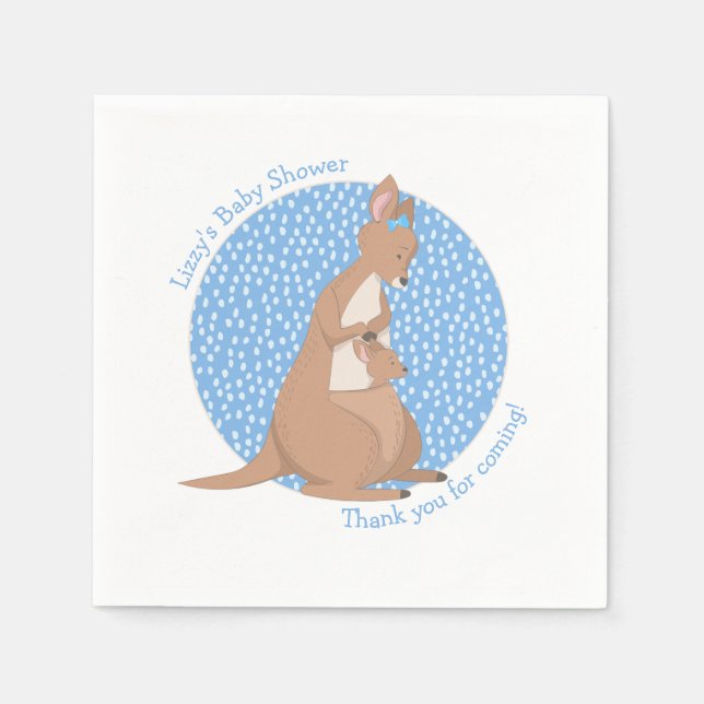 Serviette En Papier Kangaroo Joey Baby Boy Blue et douche Brown (Devant)