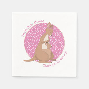 Serviette En Papier Kangaroo Joey Girl rose et Baby shower Brown