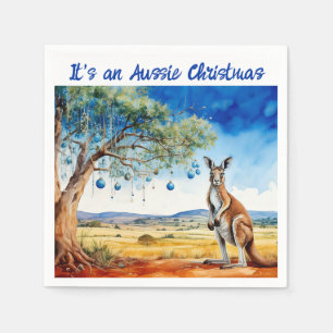 Serviette En Papier Kangaroo sous le gumtree avec les baubles de Noël