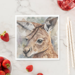 Serviette En Papier Kangaroo Watercolor Art
