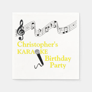Serviette En Papier Karaoke Party Échelle musicale Microphone Jaune
