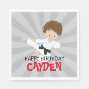Serviette En Papier Karate boy rouge arts martiaux anniversaire