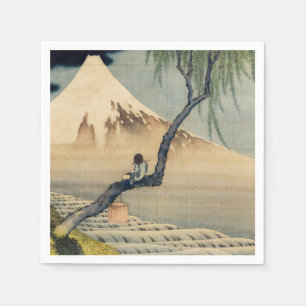 Serviette En Papier Katsushika Hokusai - Garçon regardant le Mont Fuji