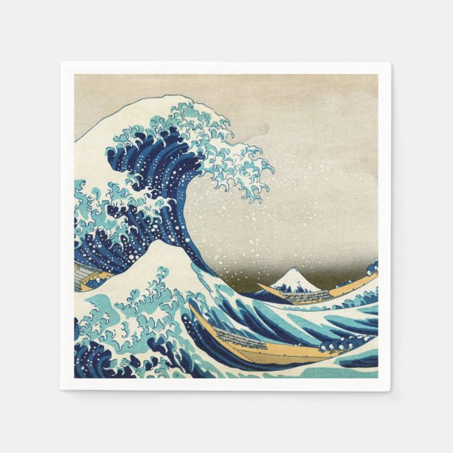 Serviette En Papier Katsushika Hokusai - La Grande vague au large de K (Devant)