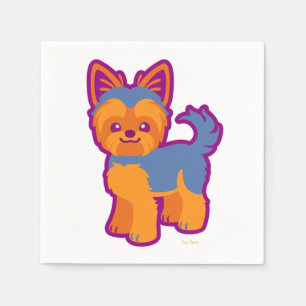 Serviette En Papier Kawaii Cheveux courts Yorkie Cartogramme Chien