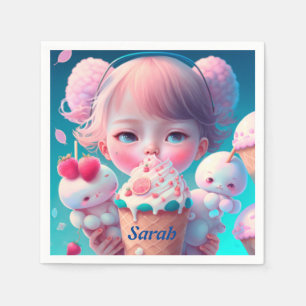 Serviette En Papier Kawaii fille de crème glacée