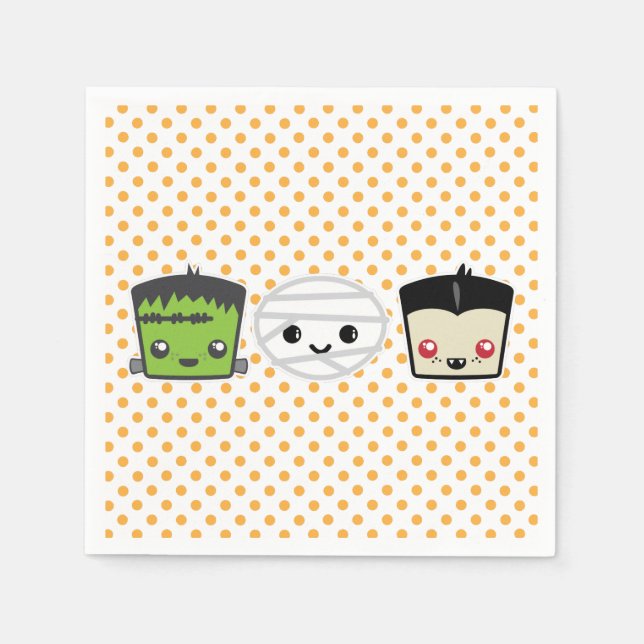 Serviette En Papier Kawaii Frankenstein Mummy Dracula Napkins (Devant)