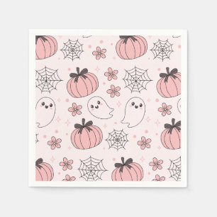 Serviette En Papier Kawaii Halloween rose Fantômes et Citrouilles