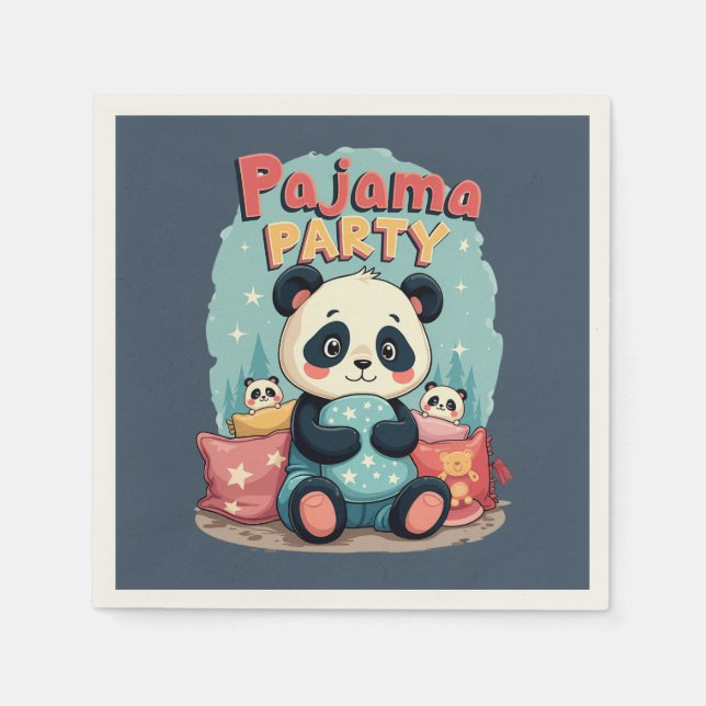 Serviette En Papier Kawaii Panda Pajama Party Cosy Slepov esthétique (Devant)