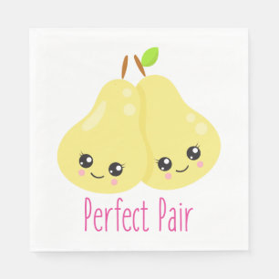 Serviette En Papier Kawaii Pear Couple Parfait Paire Funny Pun