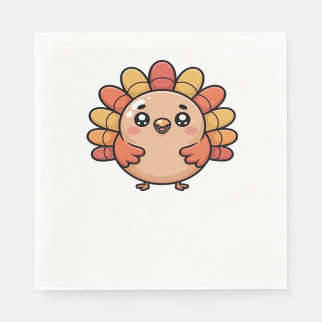 Serviette En Papier kawaii thanksgiving turkey Oversize T-shirt_1 (Devant)
