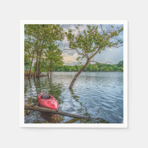 Serviette En Papier Kayak Flottant Sur Le Lac Table Rock