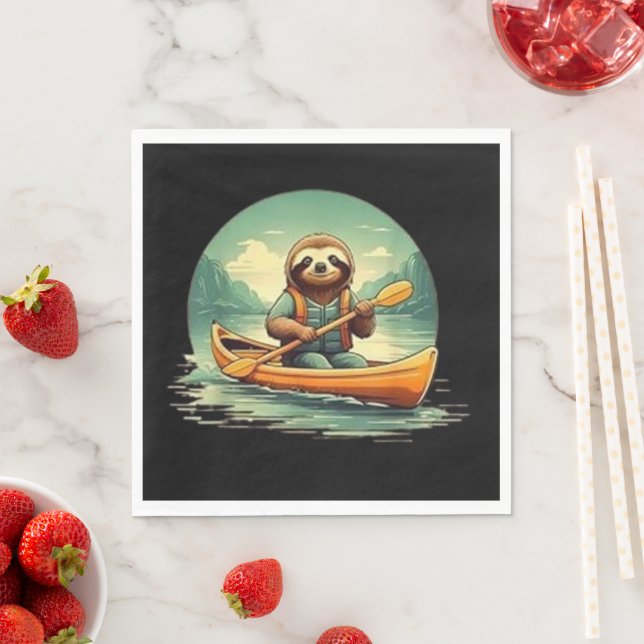 Serviette En Papier Kayak Paresseux Amoureux de Canoë Animaux Drôles V (En situation)