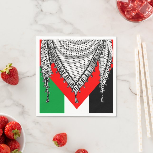 Serviette En Papier Keffiyeh Écharpe palestinienne tissu traditionnel (En situation)