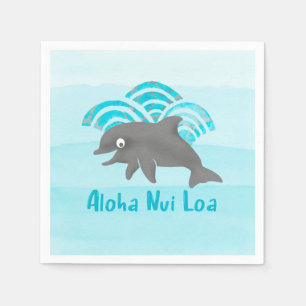 Serviette En Papier Keiki Aquarelle Dolphin Wave Engineer