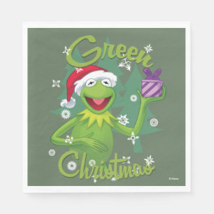 Serviette En Papier Kermit la grenouille   Noël vert