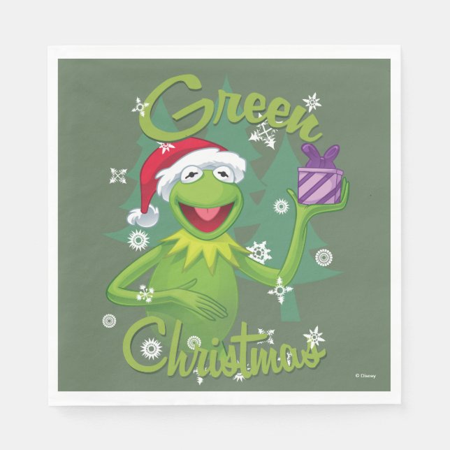 Serviette En Papier Kermit la grenouille | Noël vert (Devant)