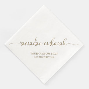 Serviette En Papier Khaki Ramadan Mubarak Calligraphie Personnalisée