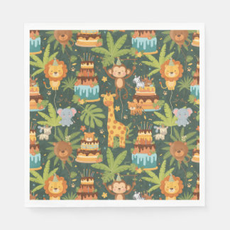 Serviette En Papier Kids Birthday Jungle Themed Napkins