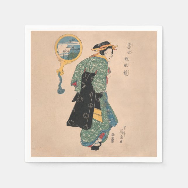 Serviette En Papier Kimono Woman Courtesan (Devant)
