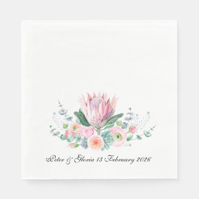 Serviette En Papier King Protea Wedding Napkin from the Protea Set  (Devant)