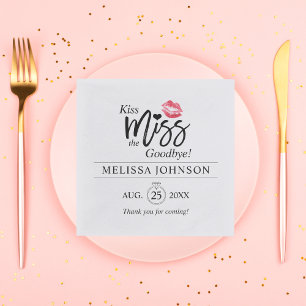 Serviette En Papier Kiss Miss Goodbye Bachelorette Fête des mariées