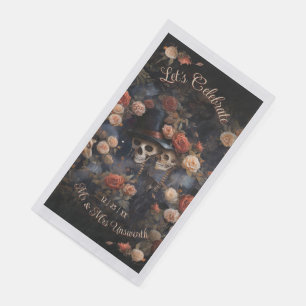 Serviette En Papier Kissing Skulls Gothique Mariage Serviette d'hôte