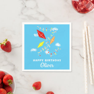 Serviette En Papier Kites Blue Sky Enfants Bonne fête d'anniversaire