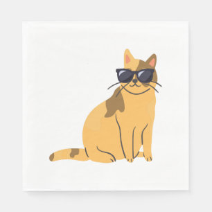 Serviette En Papier Kitties cool Avec Lunettes De Soleil - Chat Et Ama