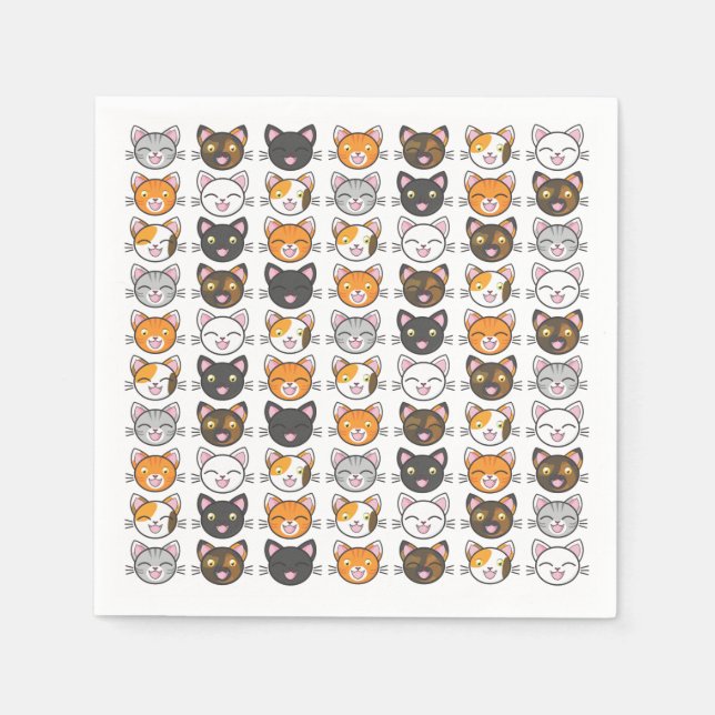 Serviette En Papier Kitty Façades Chat Papier à thème serviettes ensem (Devant)