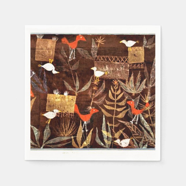 Serviette En Papier Klee - Bird Garden, famous artwork, (Devant)