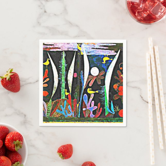 Serviette En Papier Klee - Paysage aux oiseaux jaunes (En situation)