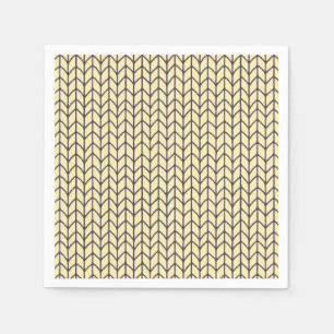Serviette En Papier KNIT CRÈME NOIRE Standard Papier à cocktails Napki