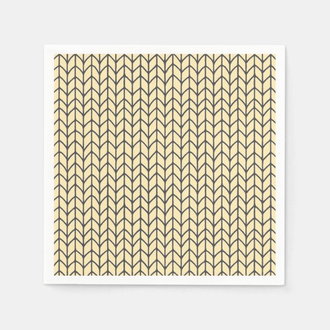 Serviette En Papier KNIT CRÈME NOIRE Standard Papier à cocktails Napki (Devant)