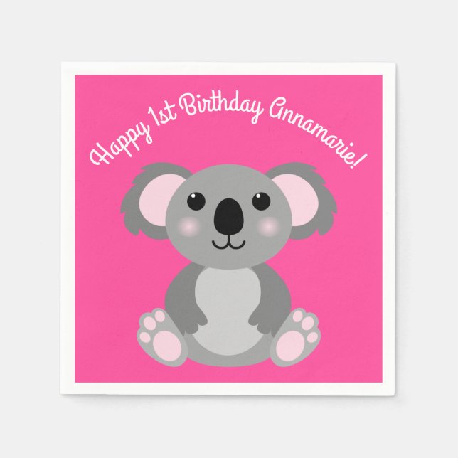 Serviette En Papier Koala Bear Cute Kid Anniversaire (Devant)