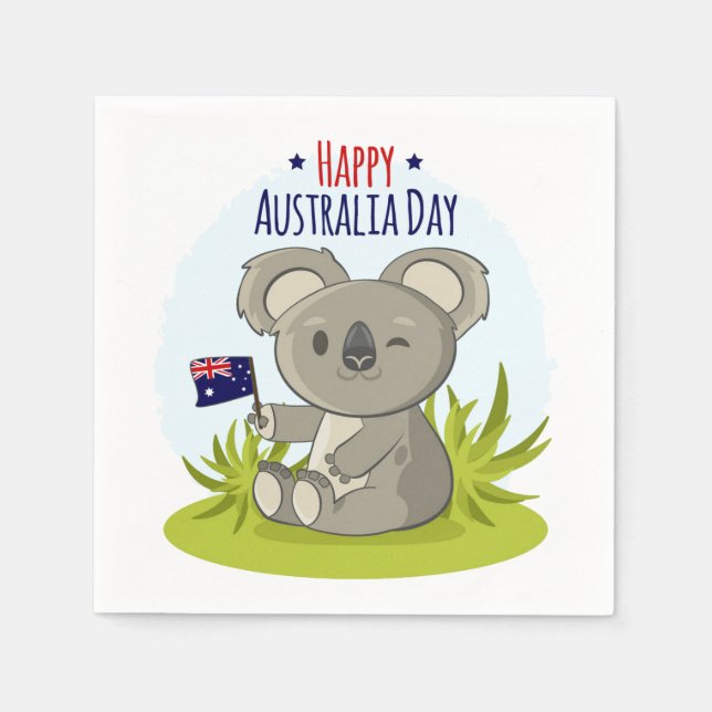 Serviette En Papier Koala Joyeux Australia Day | Vacances (Devant)