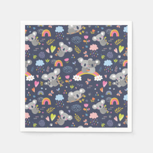 Serviette En Papier Koala Rainbow Love Motif