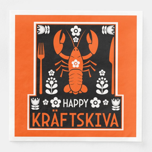 Serviette En Papier Kräftskiva - Parti suédois de l'écrevisse (Devant)