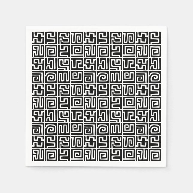 Serviette En Papier Kuba Style Motif 071019 - Noir et Blanc (Devant)
