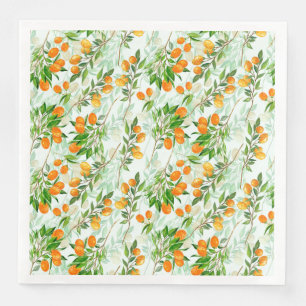 Serviette En Papier Kumquat Tropical Summer Fruit Motif sur Mint