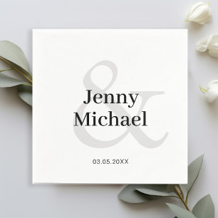 Serviette En Papier Kundenspezifische Weiß Schwarz Hochzeit