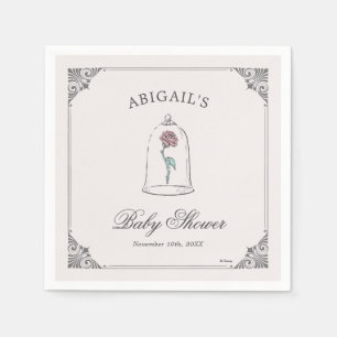Serviette En Papier La beauté et la bête   Baby shower Rose enchanté