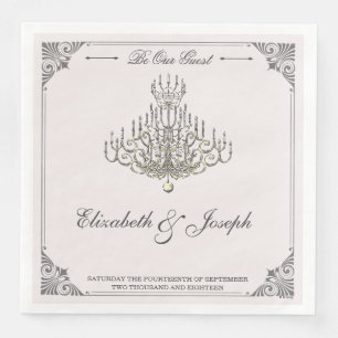 Serviette En Papier La beauté et la bête   Mariage de lustre de conte 