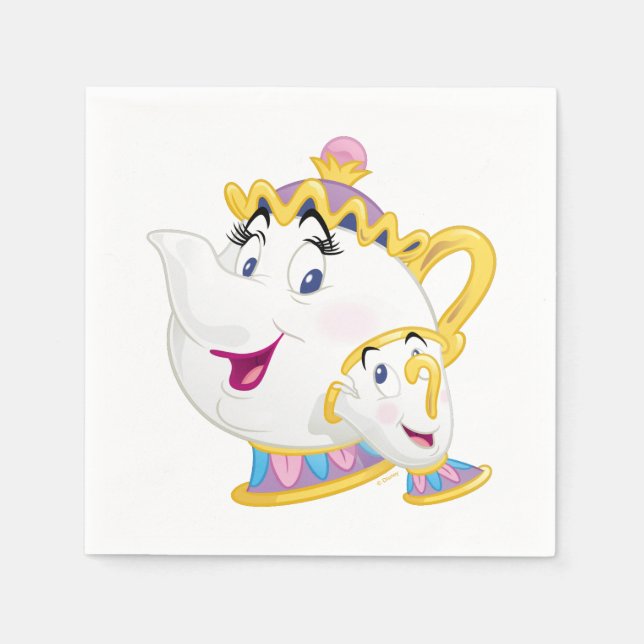 Serviette En Papier La Beauté Et La Bête | Mme Potts Et Chip (Devant)