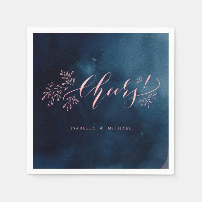 Serviette En Papier La calligraphie rose marine applaudit le mariage f (Devant)